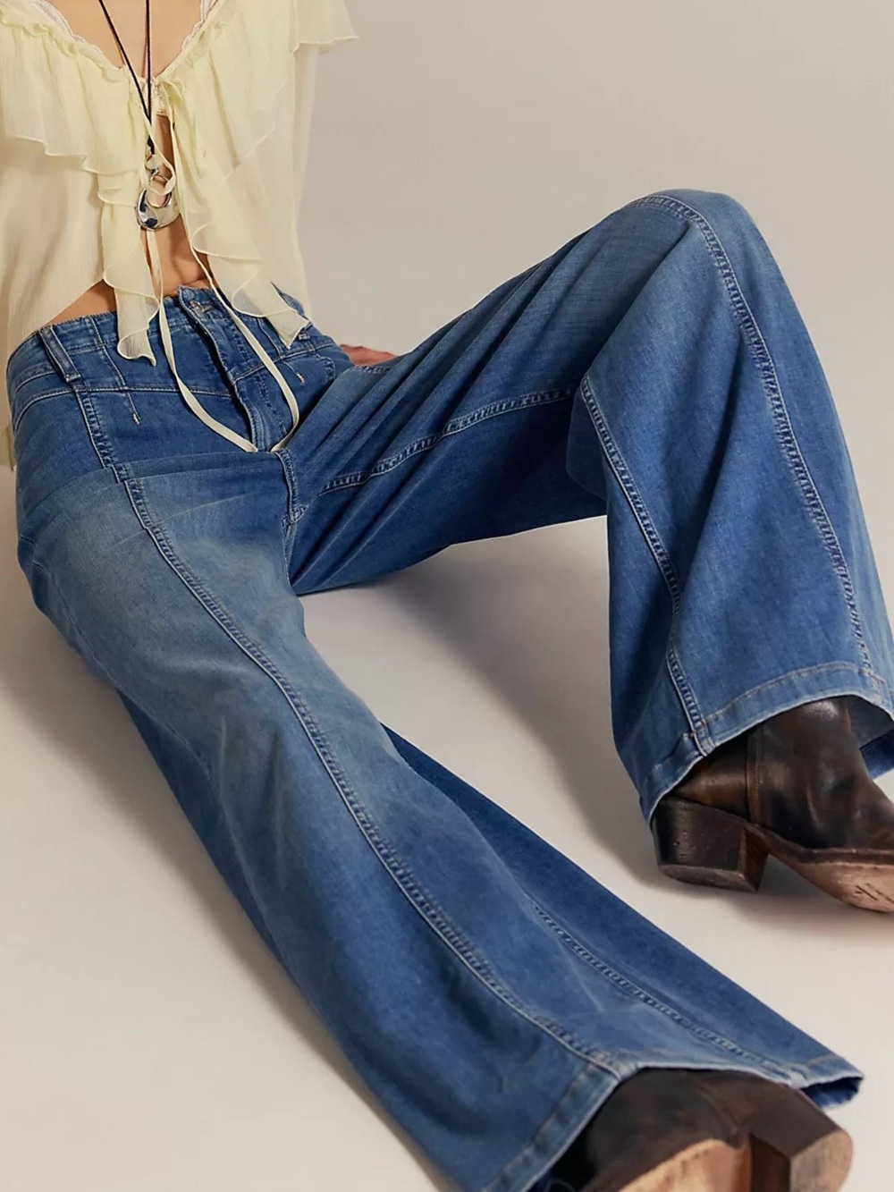 We The Free Wide-Leg Jeans in Medium Blue Wash